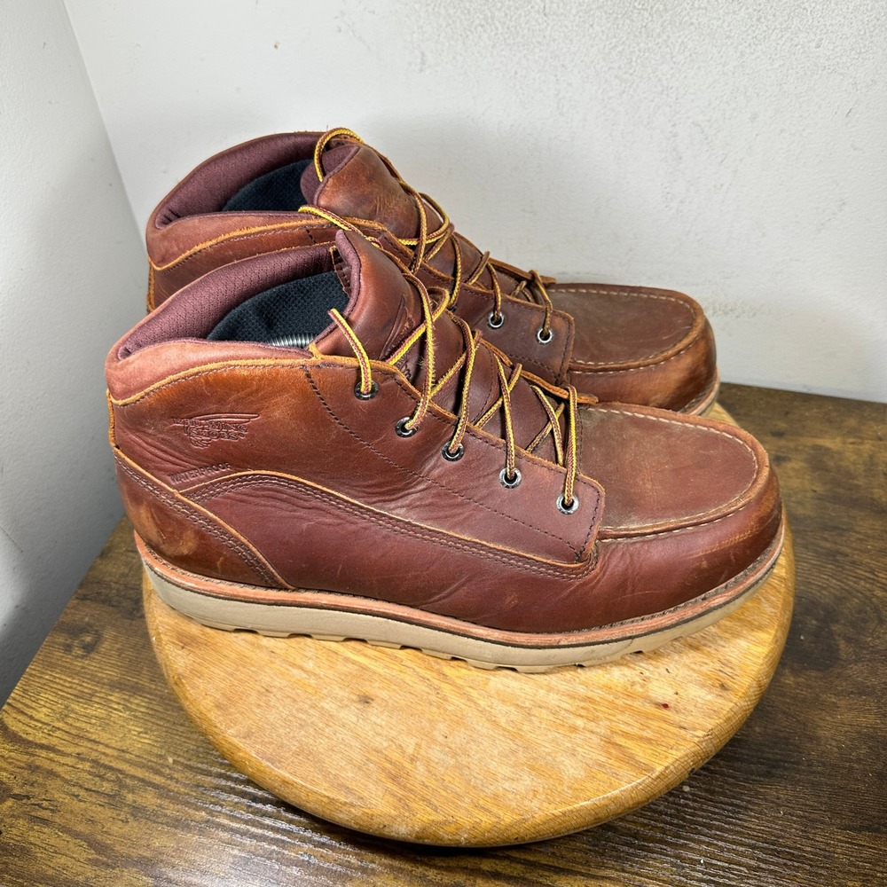 Red Wing Shoes Ashby 1221 Brown Leather Waterproof Moc Toe Work Boots Mens 13 E2